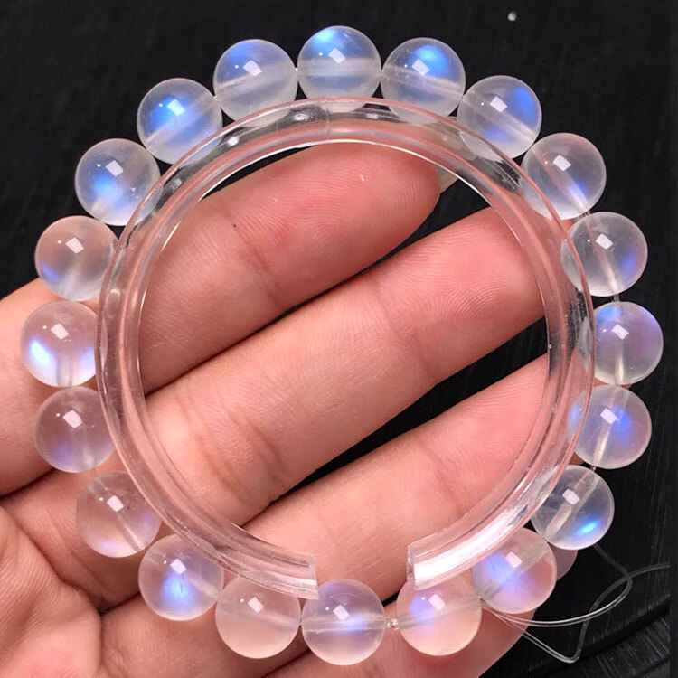 韩莹天然5a7a彩月光石奶油蓝月光石灰月光石手链七夕节礼物7a蓝月光