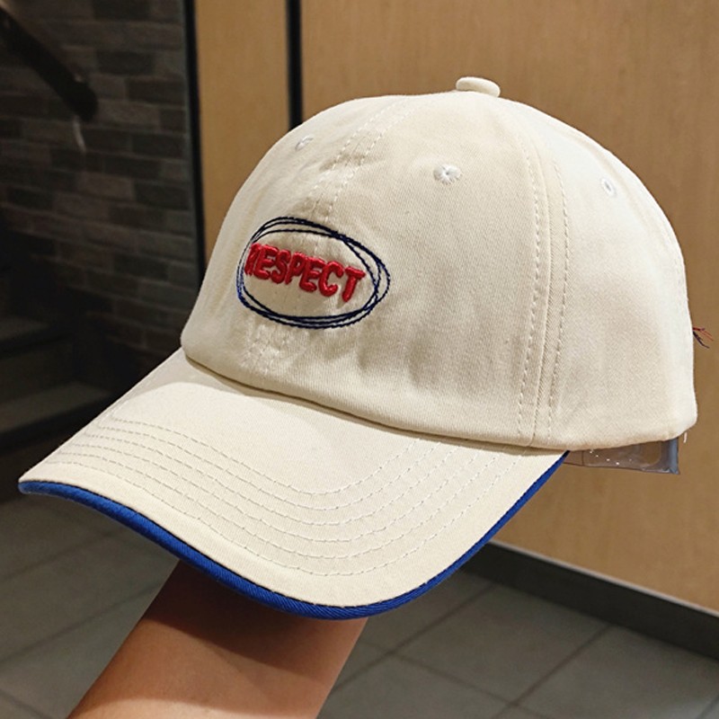 诺芝萌respect致敬长带棒球帽子男女士刺绣字母弯檐鸭舌帽户外太阳帽