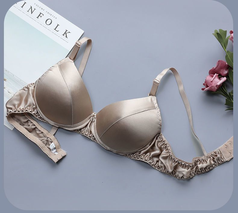 clarekalen双面真丝文胸桑蚕丝无痕内衣女薄款大码舒适透气无钢圈胸罩