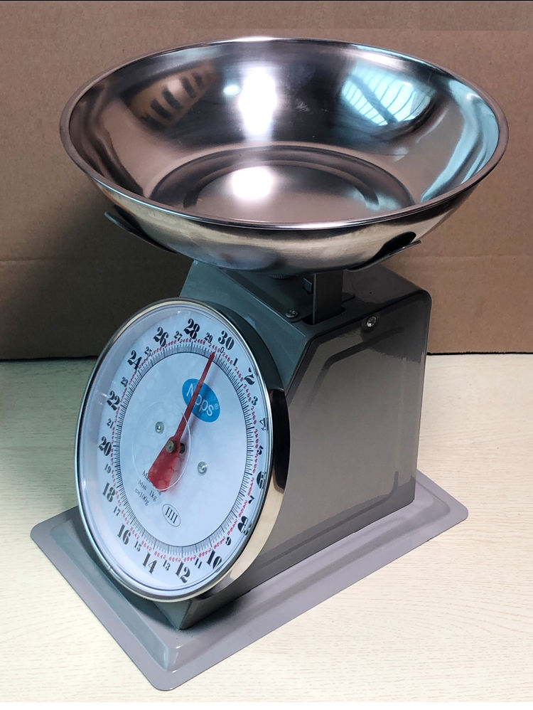 精选老式台秤圆盘秤机械称10公斤kg称家用食物秤厨房秤弹簧教学托盘秤