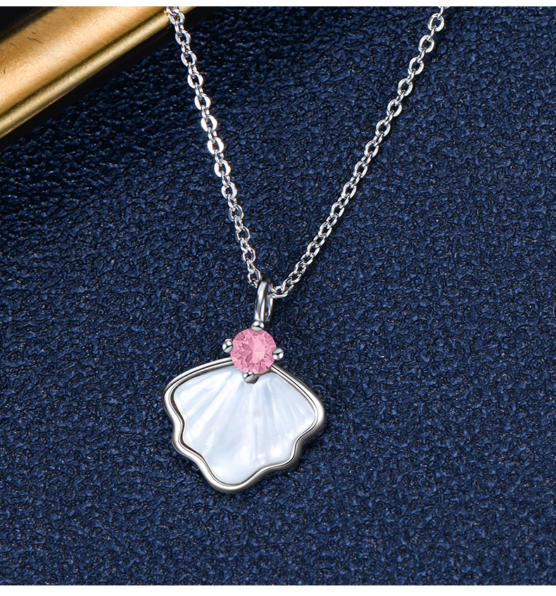 veecans白贝母白金色项链镀白金