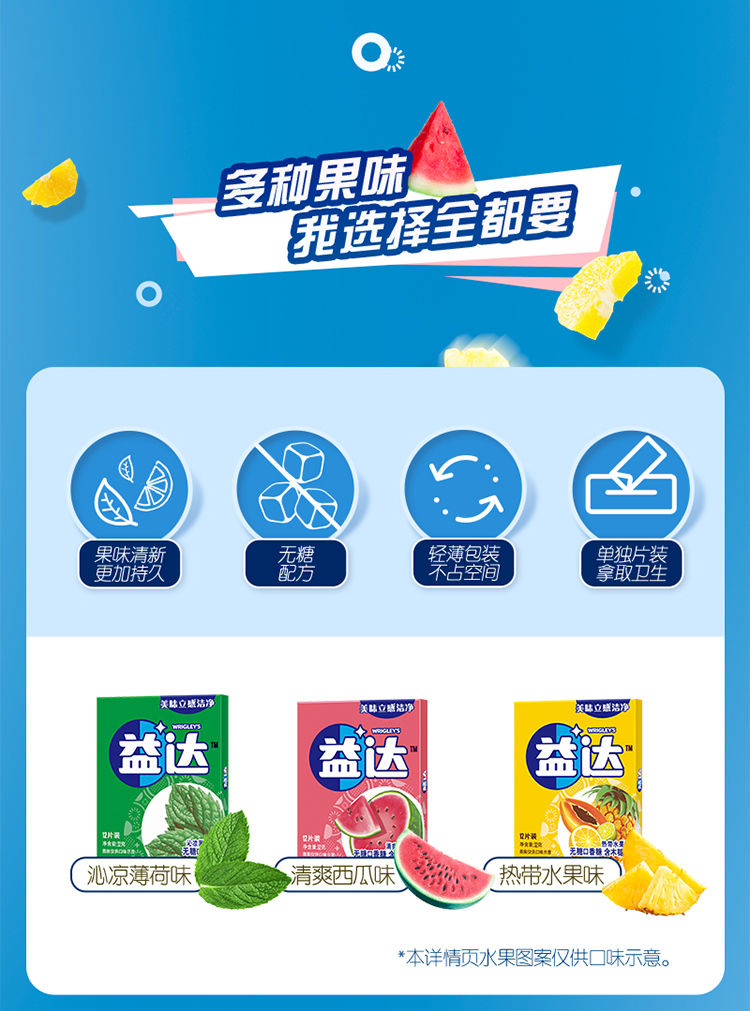 【你的】无糖口香糖5/12片盒装口味清新薄荷味糖果 【益达40粒】冰凉