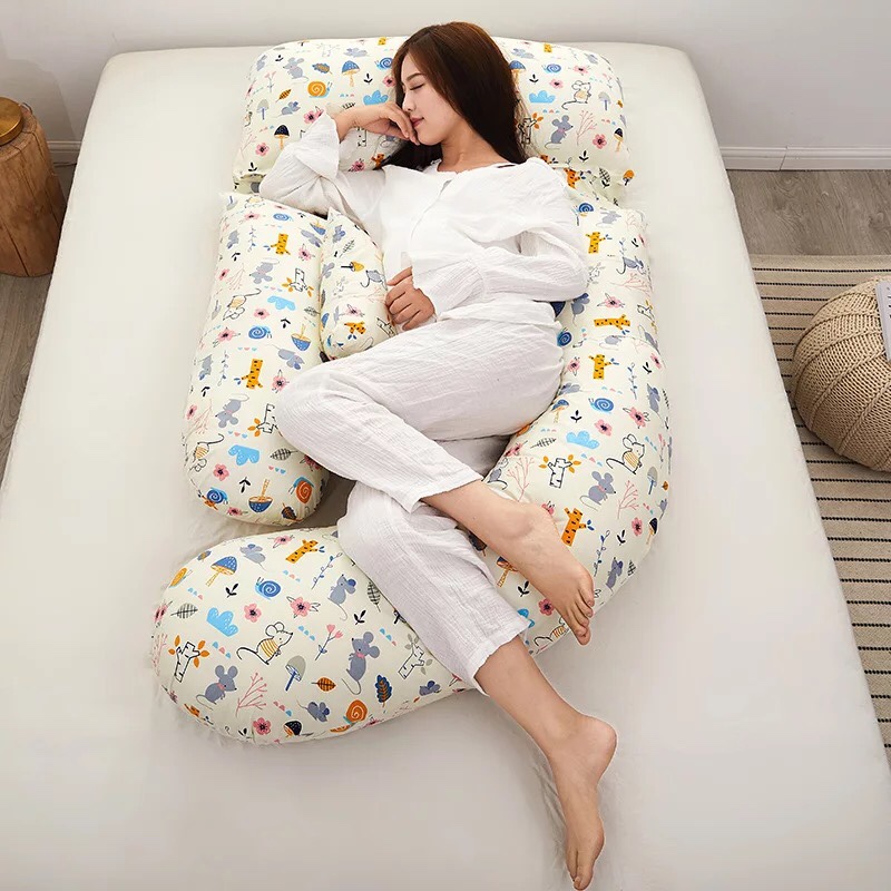 多功能孕妇枕纯棉枕头护腰侧睡枕睡觉怀孕枕头g型孕期托腹靠枕垫 粉红