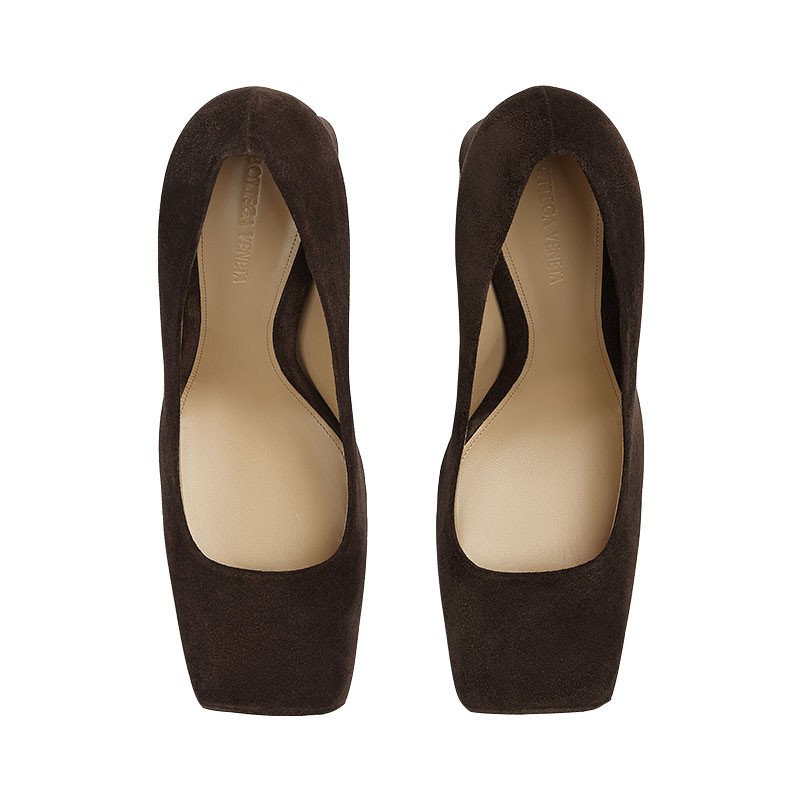 bottegaveneta宝缇嘉女鞋高跟鞋绒面牛皮方头浅口鞋跟高10厘米简约