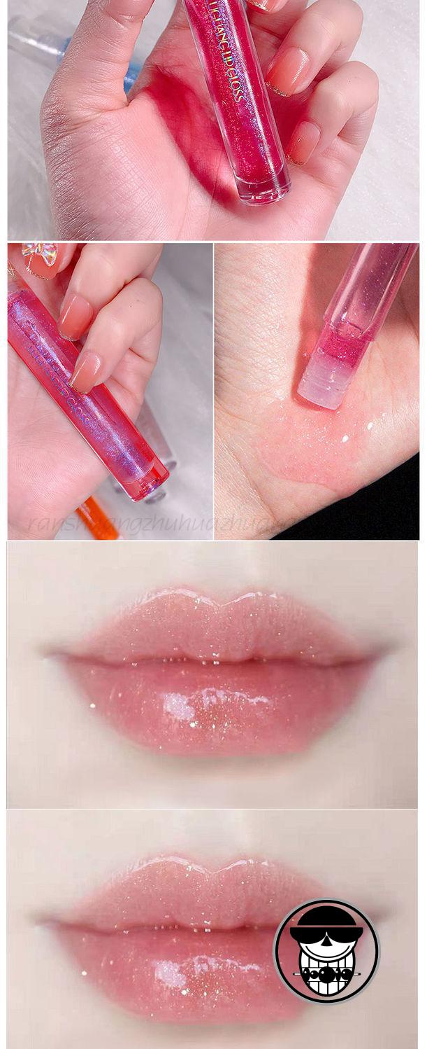 玻璃唇蜜变色细闪珠光滋润保湿唇膏唇釉高颜值学生素颜口红4樱花粉6