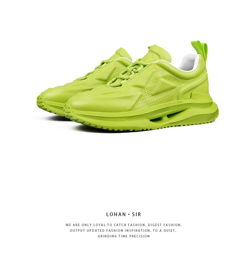 罗韩斯尔罗韩斯尔欧洲站牛皮绿色松糕男鞋百搭运动休闲老爹鞋轻质男士