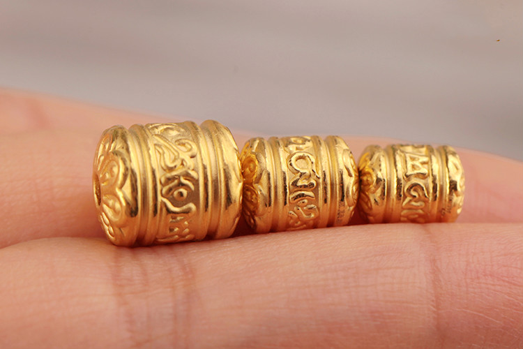顺妃黄金999足金3d硬金7mm8mm10mm六字真言桶珠手链路路通圣诞节礼物