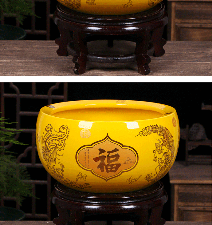 高档陶瓷器聚宝盆摆件景德镇陶瓷器聚宝盆客厅玄关桌面装饰新中式摆件