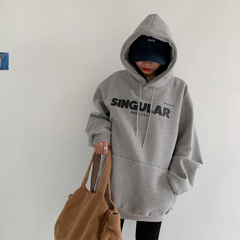 连帽卫衣外套长款女2021年新款加绒绿色中长款冬女士女生秋冬季加厚