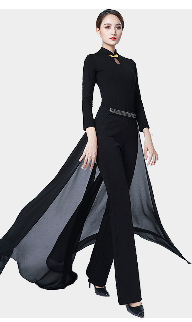 优雅体态礼仪形体服套装练习服装连体服新款舞蹈基训集训sn5065黑色