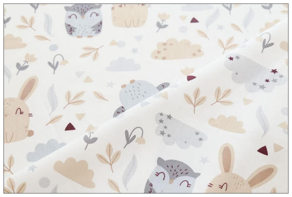 花布全棉卡通a类棉布豆豆毯布料印花棉布婴儿床单毯子布料狮子长颈鹿