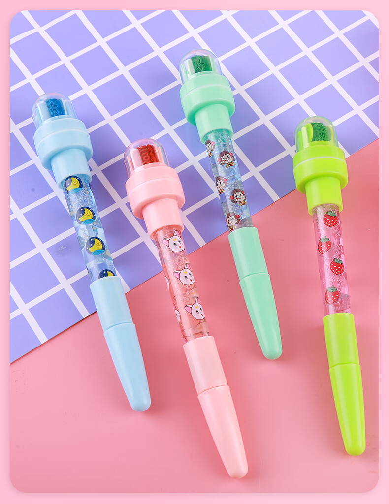 山柏泡泡笔魔法笔多功能儿童学生抖音灯光滚轮印章公主夜光3d爆米花