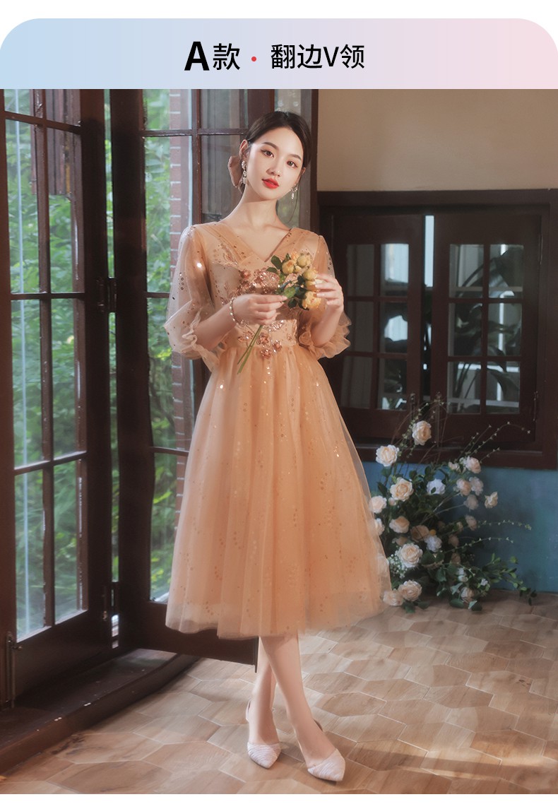 礼服伴娘服2022新款冬季仙气小众姐妹团裙女小个子显瘦冬天614图片色