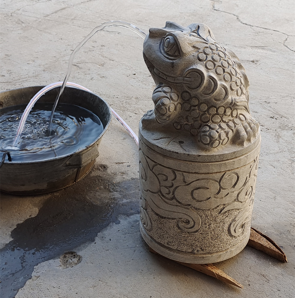 【5折】石雕喷水祥云青石三足金蟾吐水喷泉流水摆件石槽池塘鱼缸青蛙