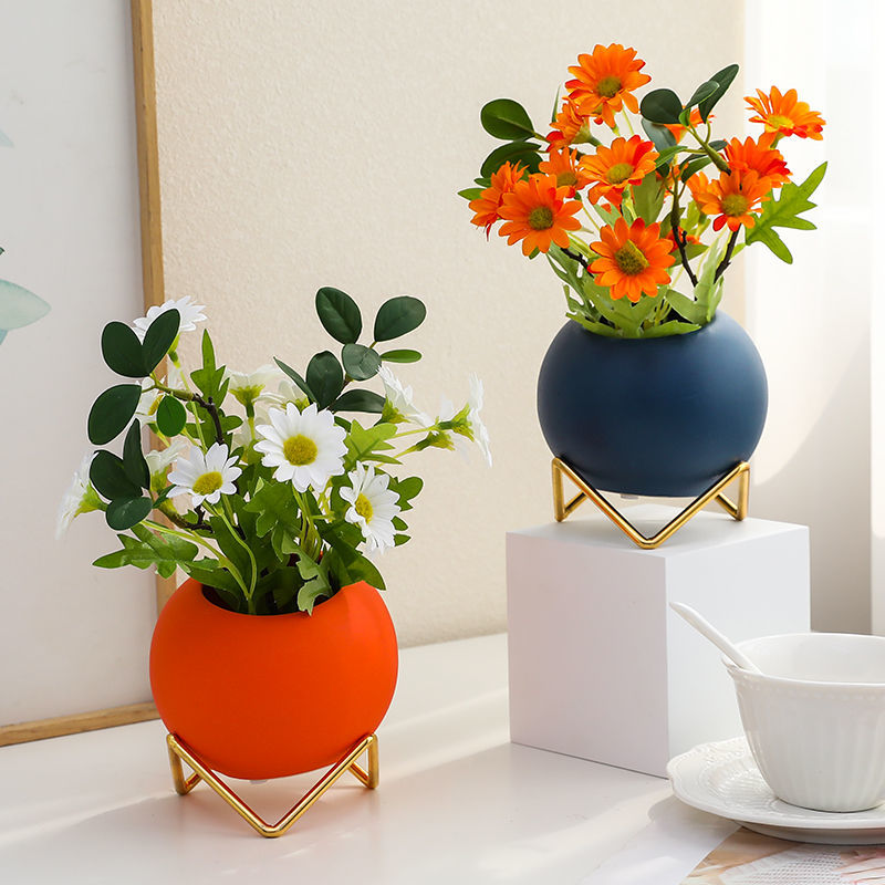 华贺创意装饰品摆设仿真花假花客厅房间布置电视柜桌面北欧家居小摆件