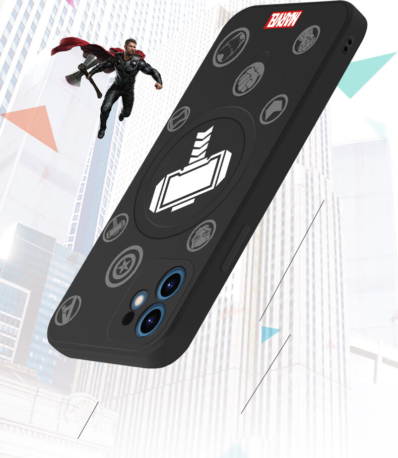 迪士尼漫威iphone13雷神手机壳magsafe磁吸硅胶保护套男苹果1211pro