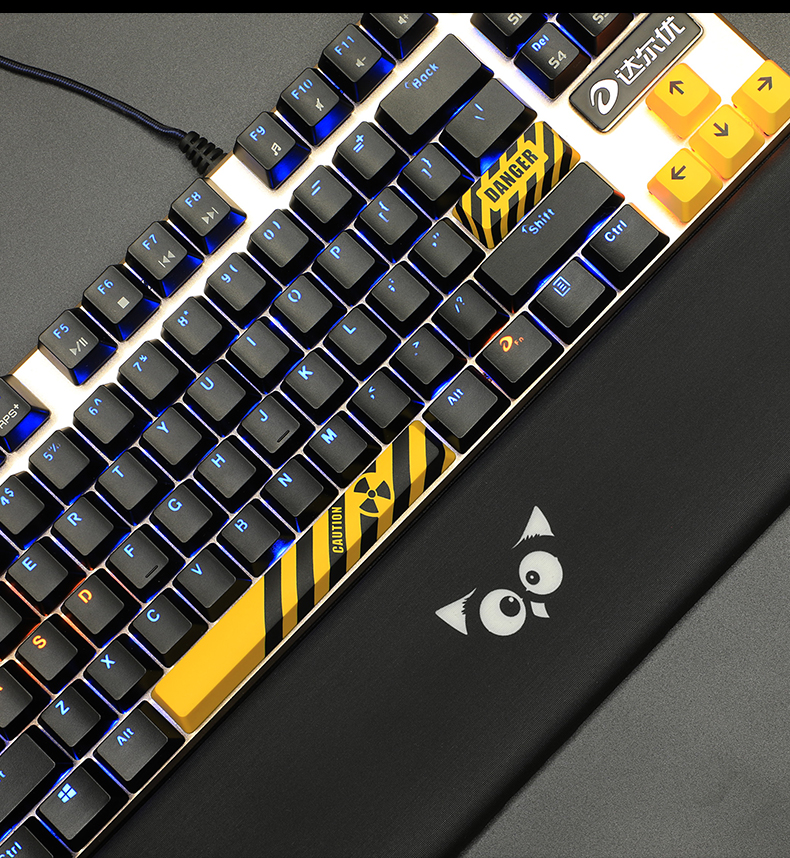 达尔优ek812104键混光彩虹背光有线机械键盘游戏键盘黑色机械键盘吃鸡