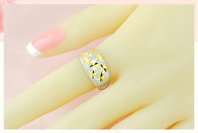 ck18k金彩金满天星戒指女款气质饰宽面指环送妈妈生日礼物七夕情人节