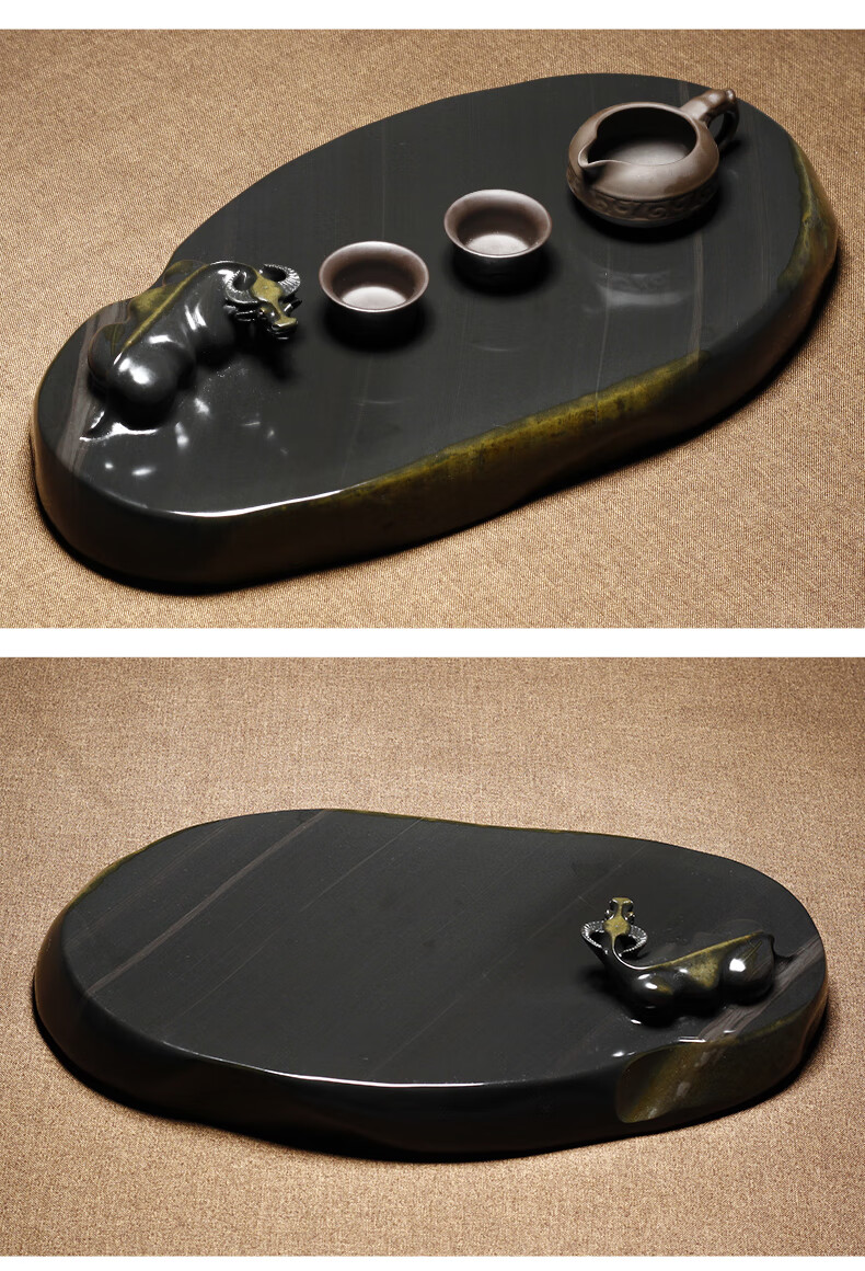砚台茶盘歙砚石头干泡茶盘天然原石茶台家用石盘茶海端砚功夫茶具砚台