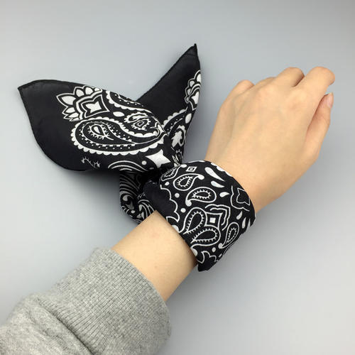 男士丝巾banana嘻哈裤链棉麻小方巾男女手腕绑巾腰果花hiphop街舞头巾