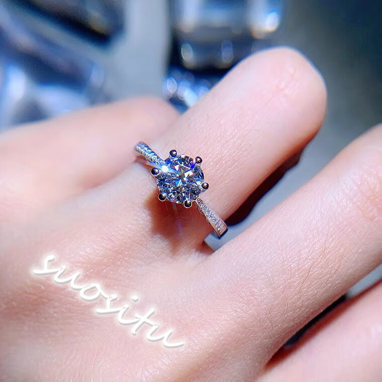 滴滴酷酷莫桑石戒指ins不掉色925银色dr钻戒网红女友闺蜜生日礼物