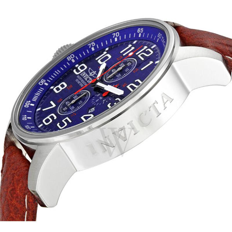invicta英佛他手表force系列小红针夜光蓝盘三眼计时皮带防水石英正装