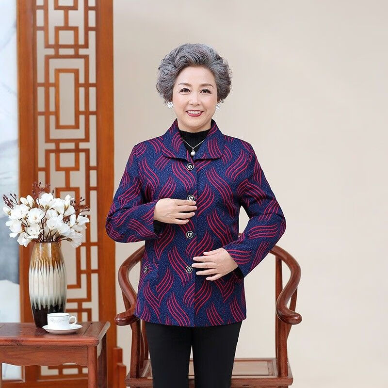 中老年女装春秋装老年人衣服女妈妈春装上衣50岁以上奶奶宽松外套