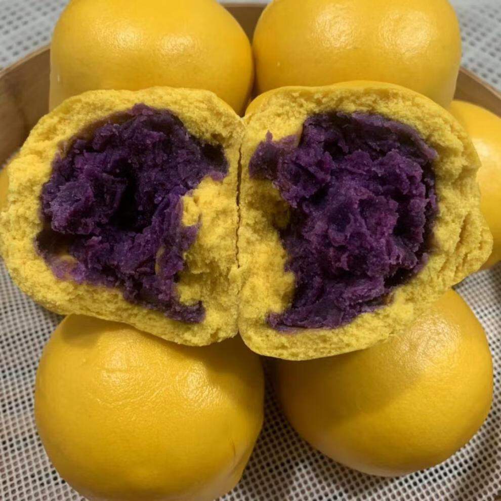 山东老面引子馒头制作南瓜紫薯包无蔗糖每个150克10个一份全麦外皮