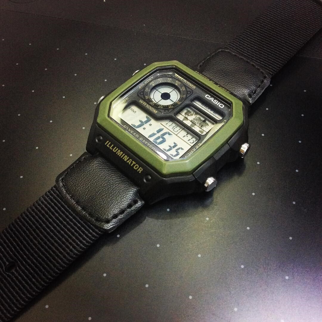 西欧ae-1200whd/1300-1a 日本手表男 电池十年防水学生表 ae-1200wh