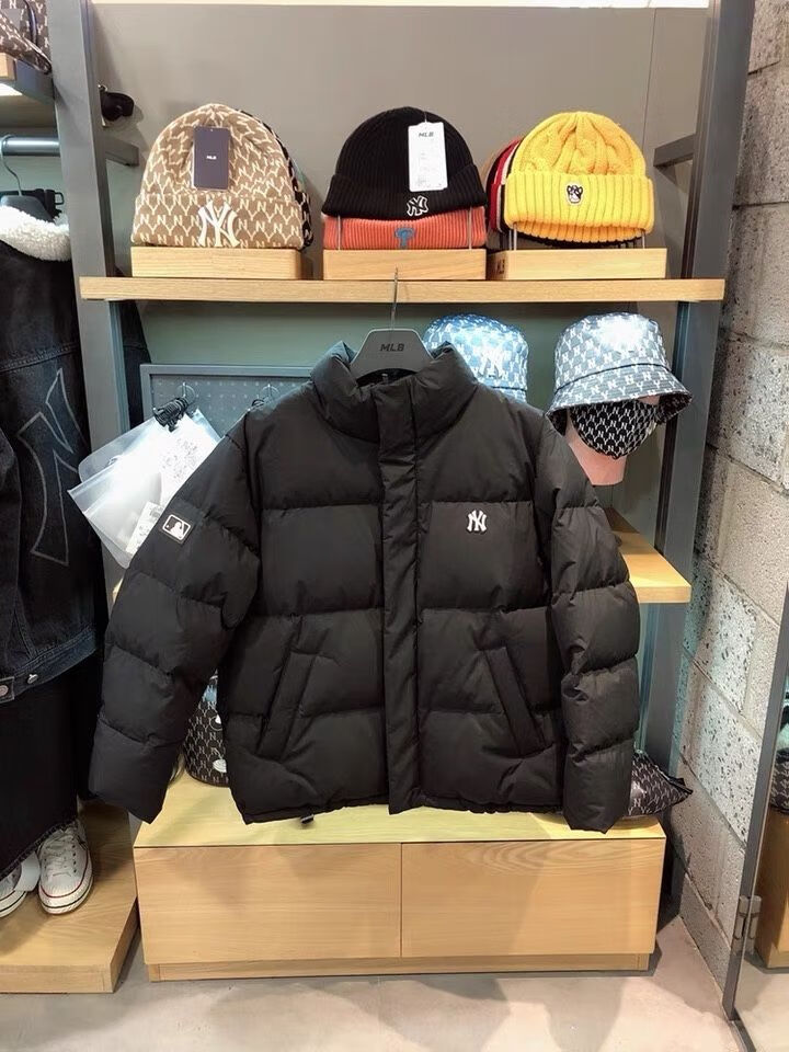 韩国潮牌ny洋基队男女情侣羽绒服短款立领小标纯色百搭保暖外套