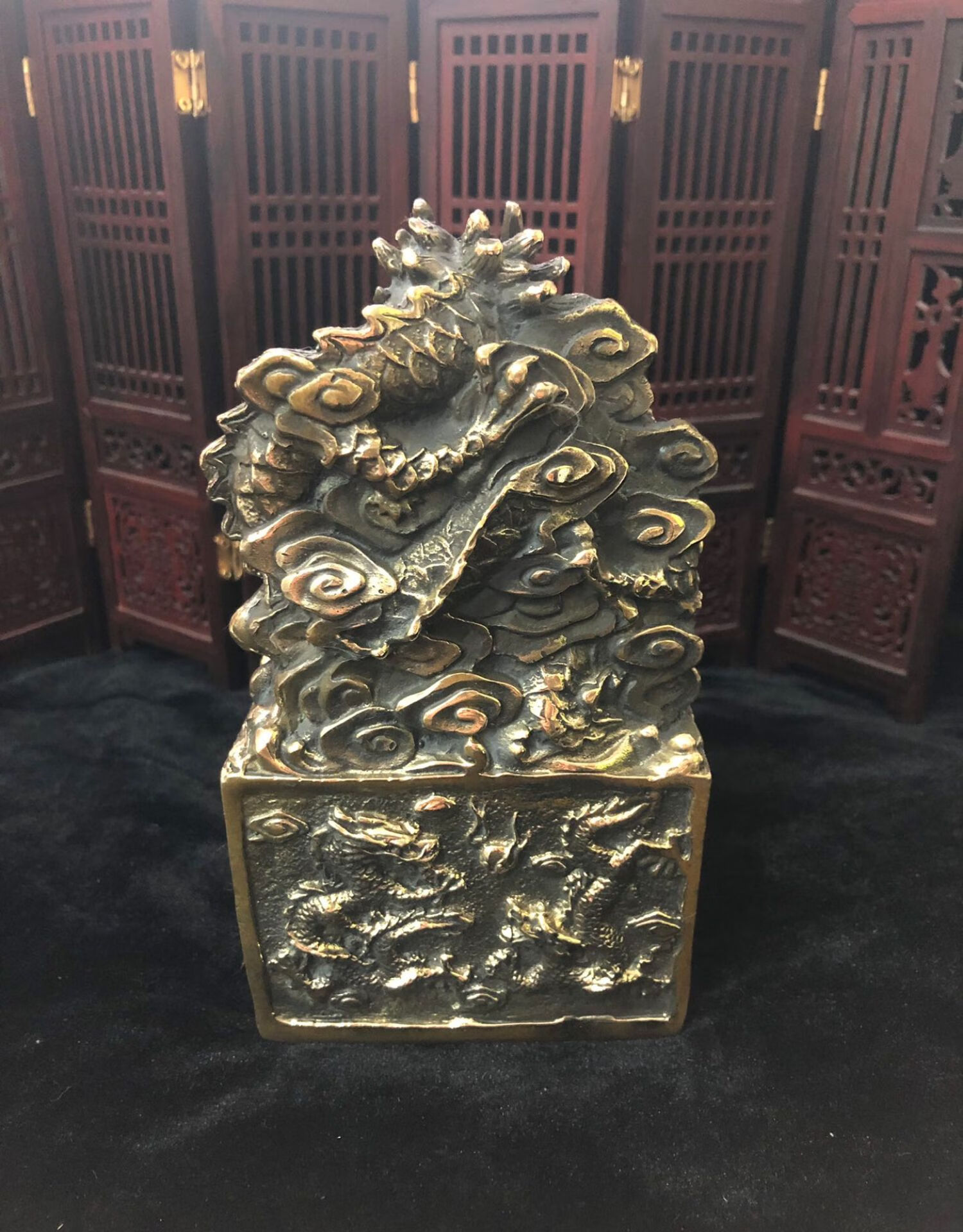 鼎盛福纯铜九龙金玺印章摆件龙官印旺事业客厅办公室桌面工艺品装饰 c