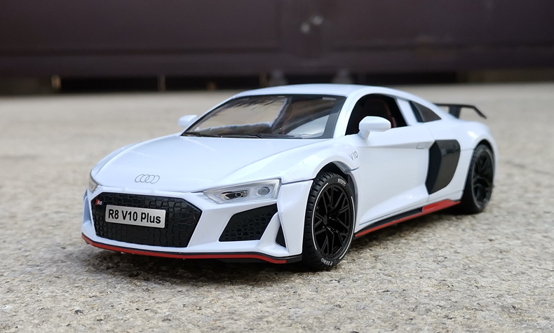 首昂玩具儿童合金玩具车124奥迪r8v10plus男孩金属汽车模型摆件收藏