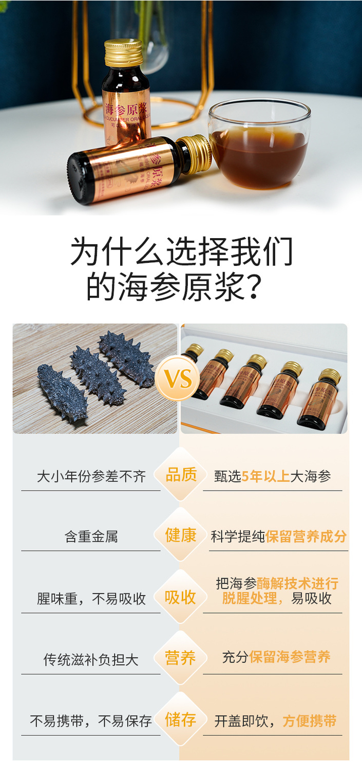 有仁堂海参原浆口服液正宗蓬莱有机调理滋补浓缩精华营养品礼盒装年货