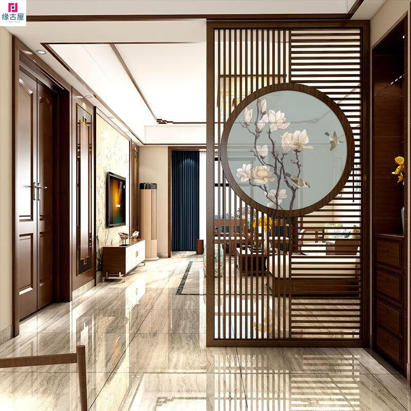 进门玄关办公室茶室现纱画座屏镂空花格定制款式一胡桃木定制每平方