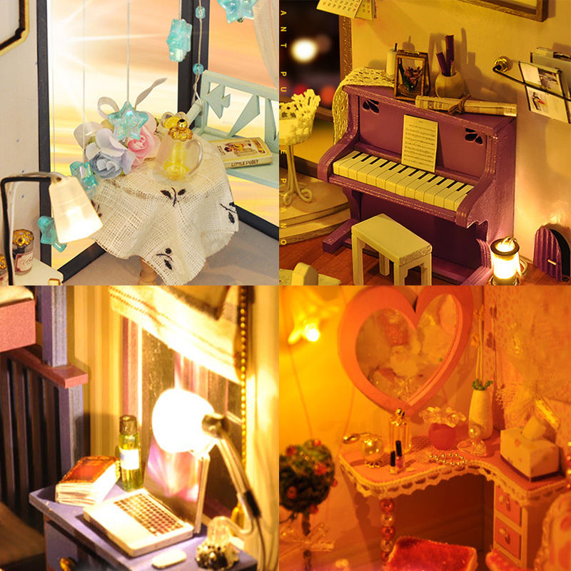 diy梦星空 小屋手工制作别墅房子建筑模型拼装女孩生日礼物情人节 地