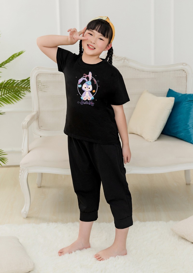 女孩女装胖子小学生纯棉短袖t恤胖小孩小胖妞夏季衣服胖童青少年浅