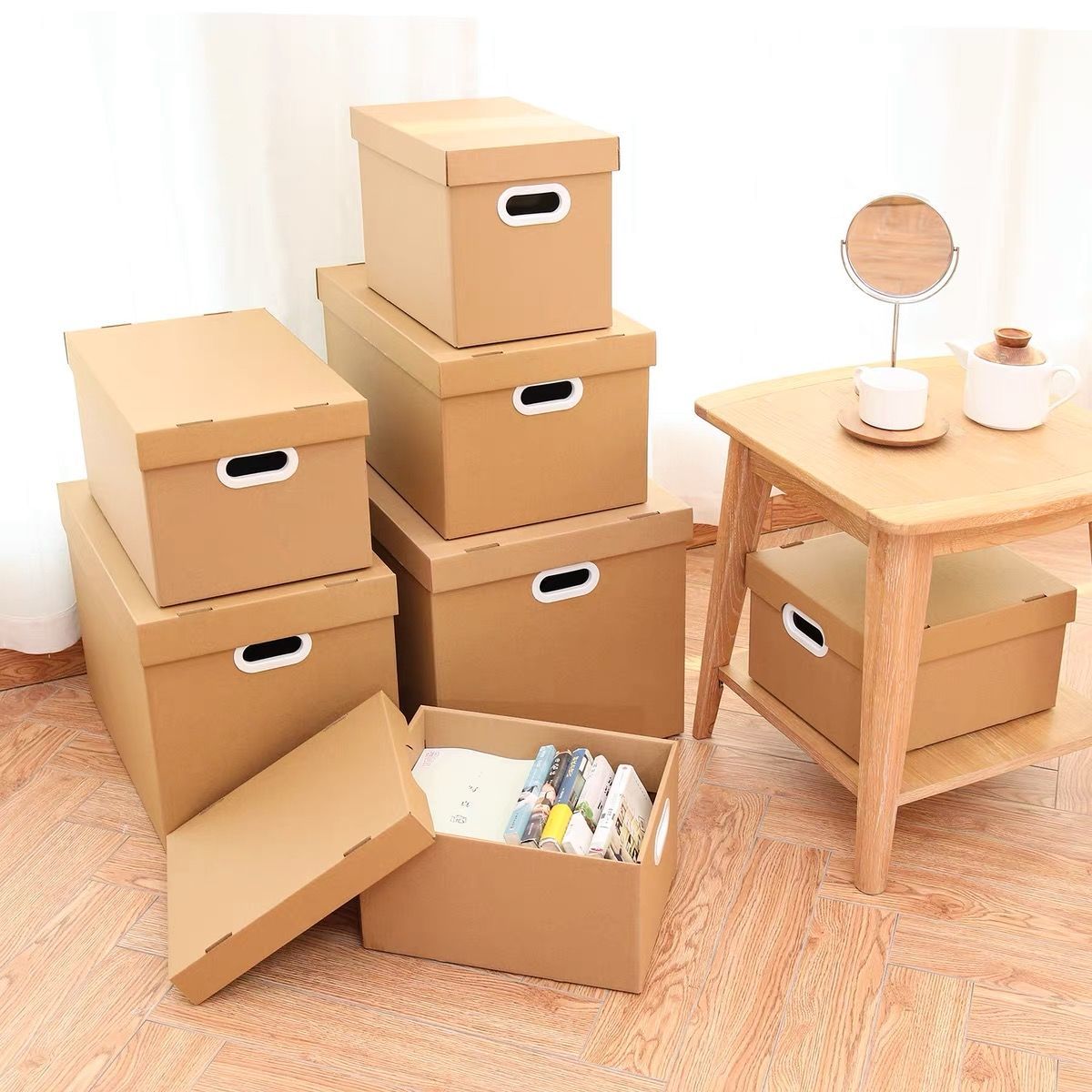 得力晨光同质量简约收纳箱纸箱文件档案装书收纳盒学生折叠整理箱搬家