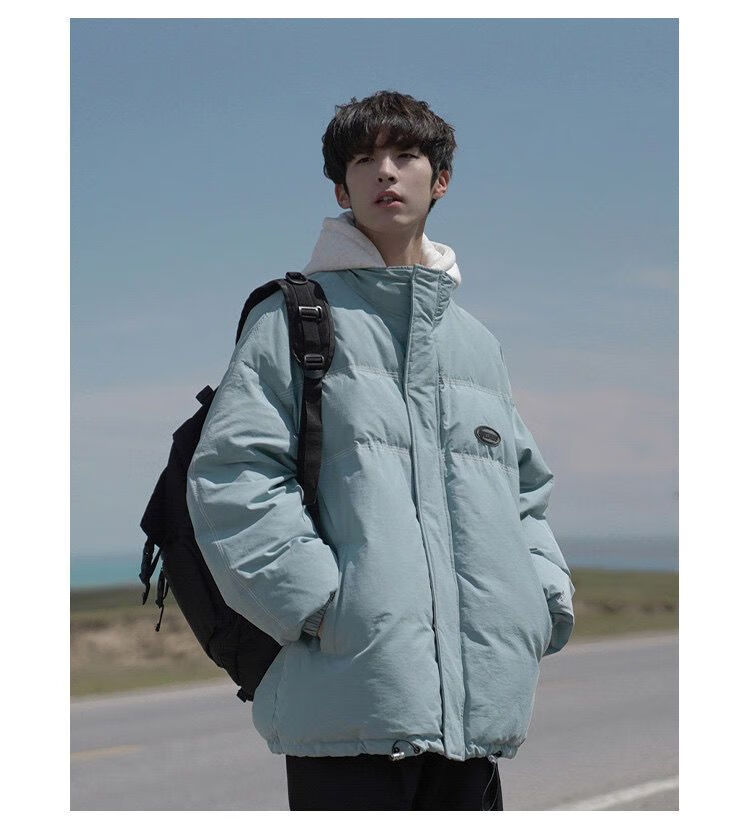 摘星少年2022年秋季季男装棉衣假两件连帽棉袄外套宽松加厚保暖学生