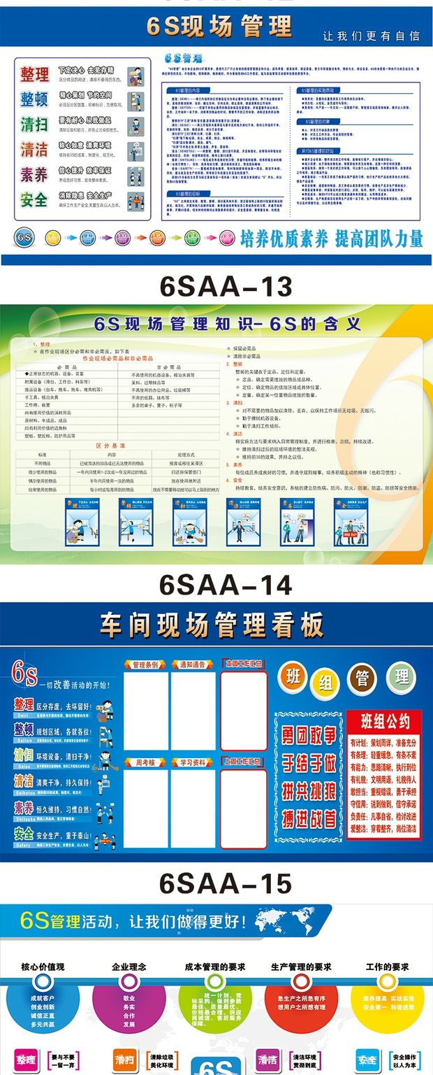 企業文化6s標語海報工廠車間質量管理宣傳畫公司現場品質宣傳看板 6s