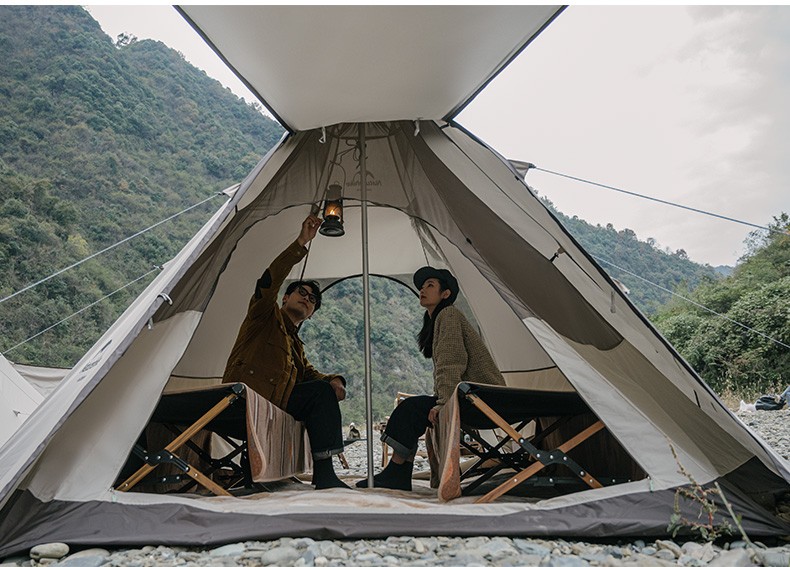 naturehike挪客牧场六边形金字塔牛津布帐篷户外34人大空间双门防晒防