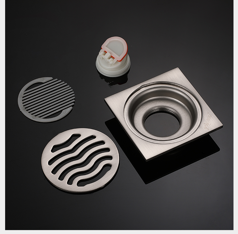 聚源特厚方形不锈钢地漏卫生间下水道盖淋浴房洗衣机两用防臭神器别墅