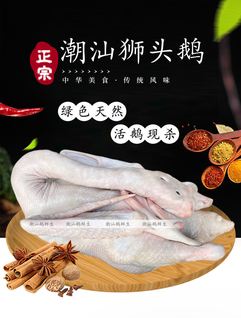 潮汕狮头鹅马岗鹅卤水鹅烧鹅肉整只活杀冷冻散养老鹅10斤