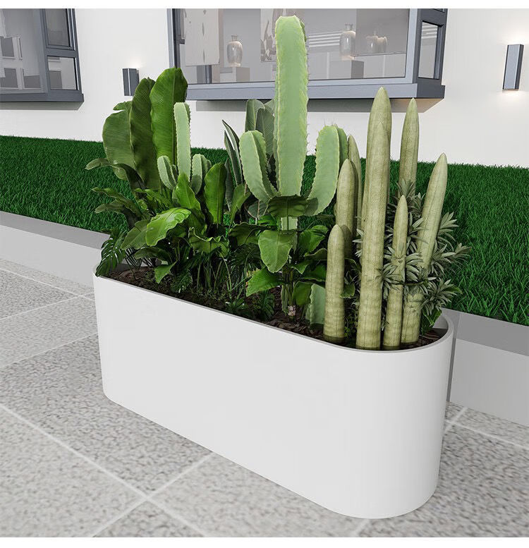 铁艺花盆长方形花箱户外绿植园艺种植花槽售楼部商业广场隔断花器