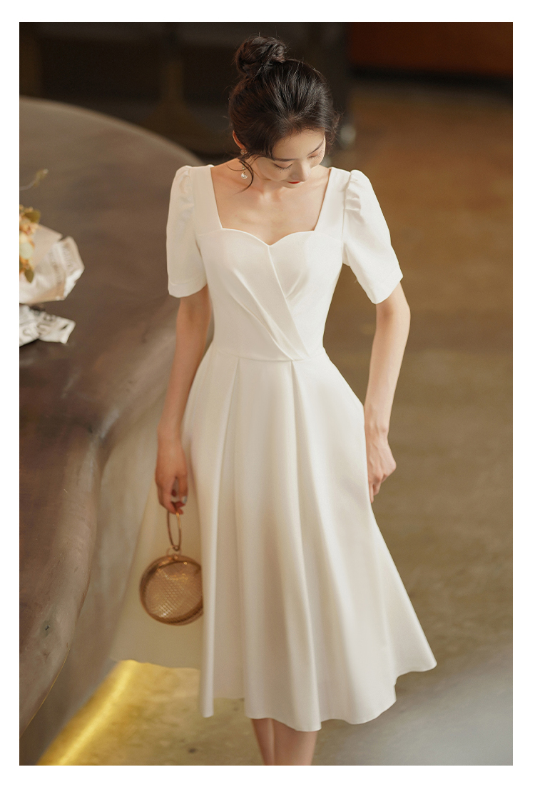 领证小白裙女白色小礼服平时可穿宴会气质连衣裙生日法式聚会礼裙长袖