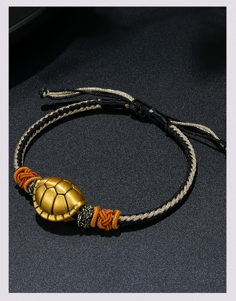 老凤凰999足金富甲天下转运珠手链男士黄金小龟壳3d硬金乌龟手串本命