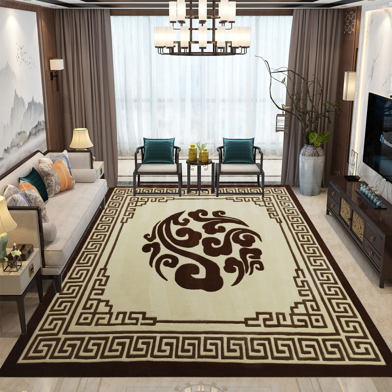 乾昌新中式古典中国风手工羊毛地毯满铺客厅卧室沙发书房茶几毯床边毯