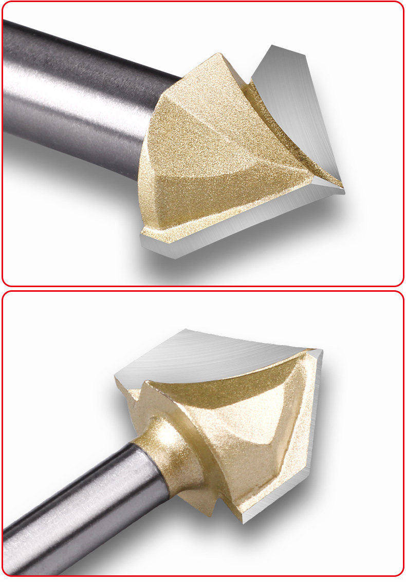 90度v型槽刀新型工具木工大全修边机铝塑板开槽v字斜边圆底铣刀头 1