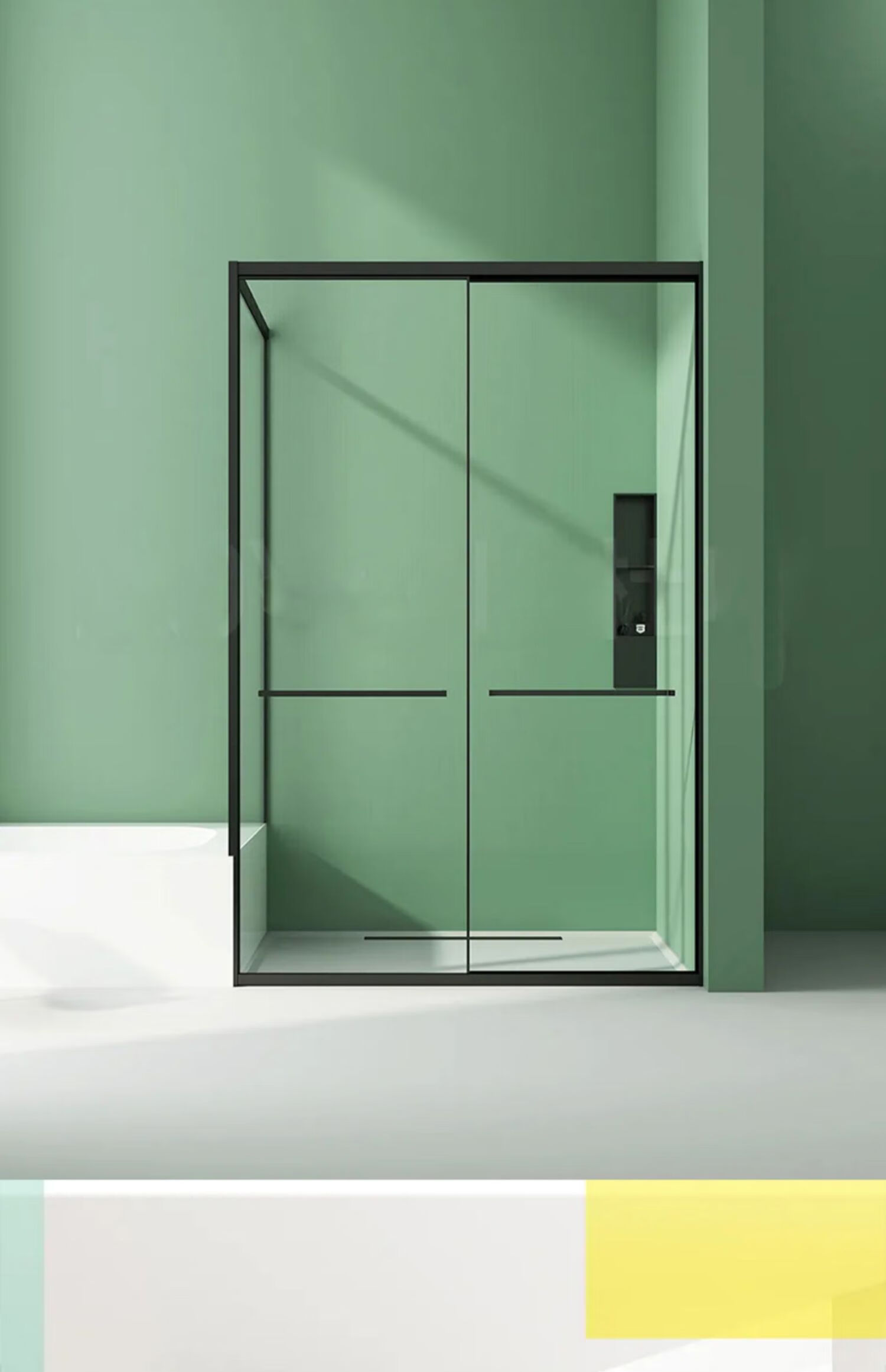 雾隐门极简淋浴房一字形隔断浴室卫生间玻璃推拉移门干湿分离洗澡房