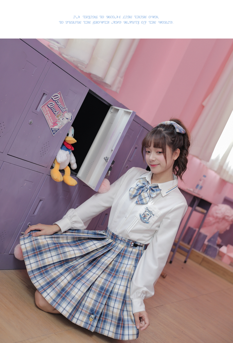 迪士尼联名唐老鸭黛丝原创森女部落jk白衬衫叠穿内搭闺蜜女装唐老鸭