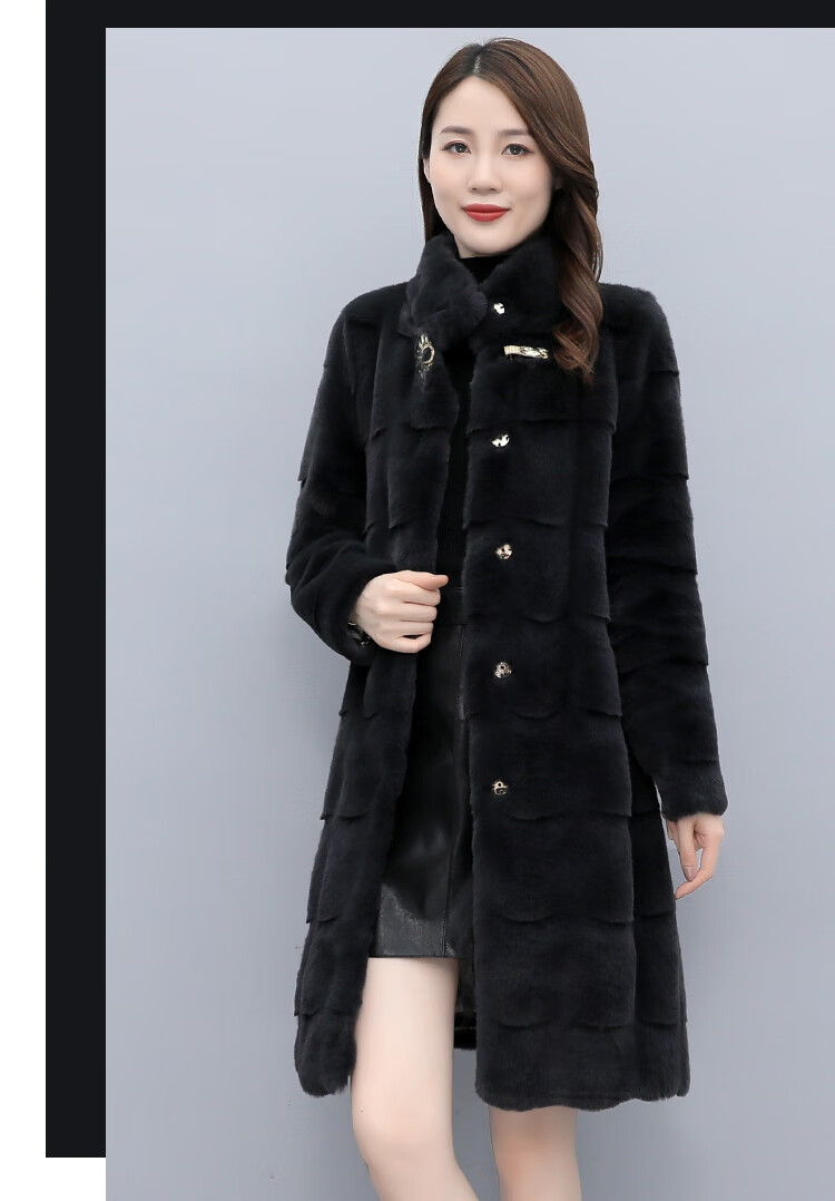 皮尔卡丹品牌高档女装貂皮大衣女款2021冬装新款水貂皮草貂毛领大衣女